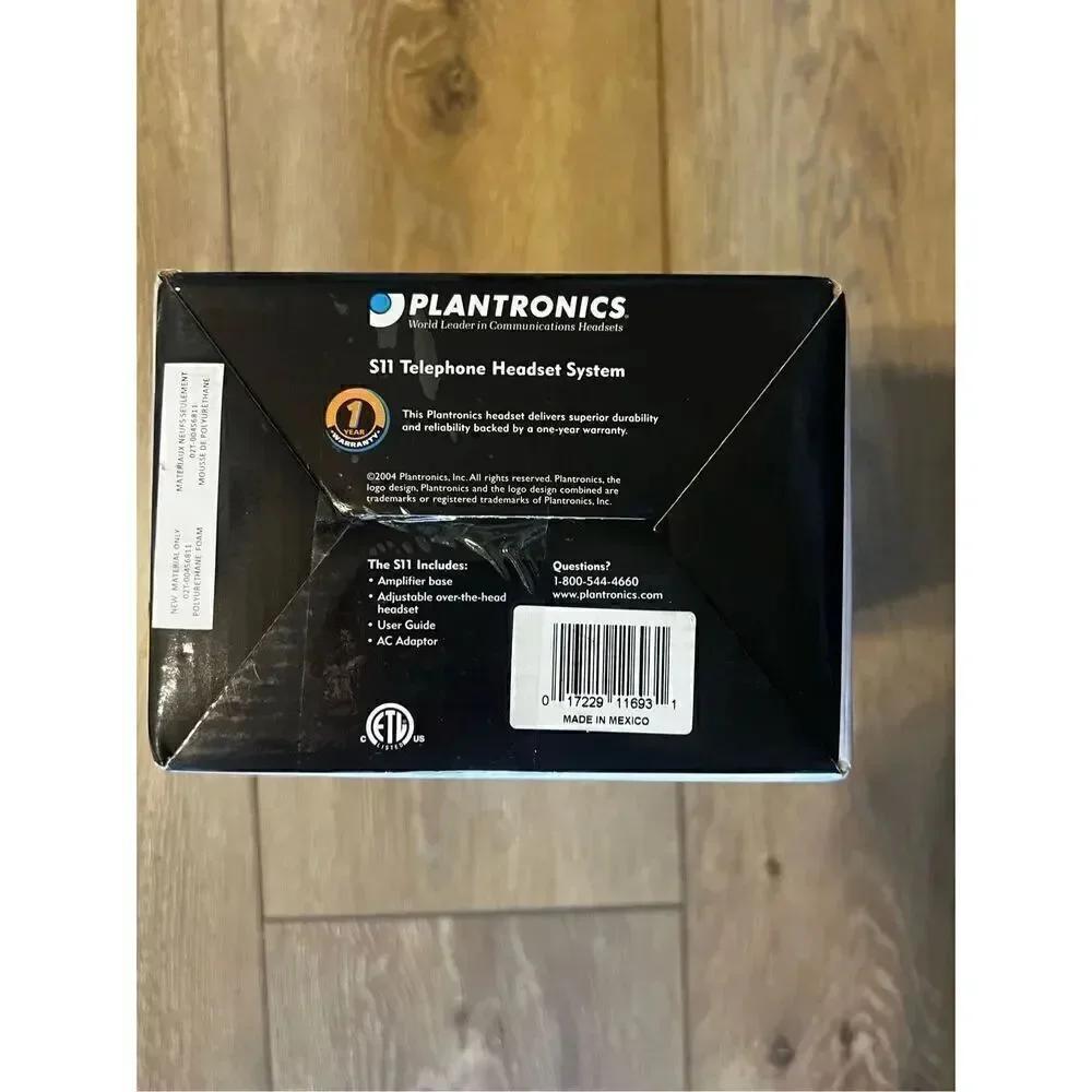Plantronics S11 Telephone Over The Head Headset System Black New In Box 65148 11